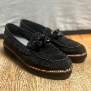 Gabor Black Suede Chunky Loafers Sz 8.5